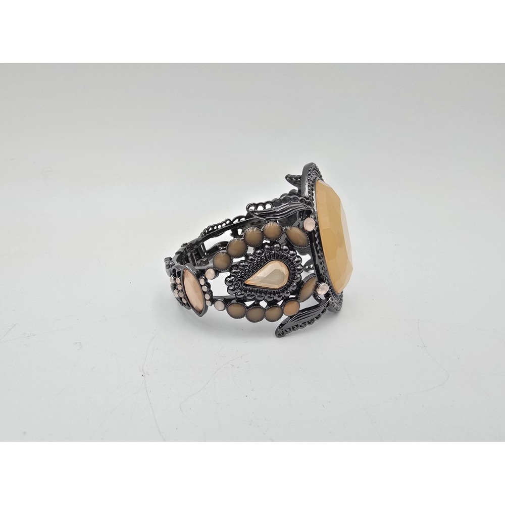 Statement Cuff Hinged Bracelet Large Champagne Fa… - image 4